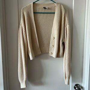 Cream button up cropped cardigan